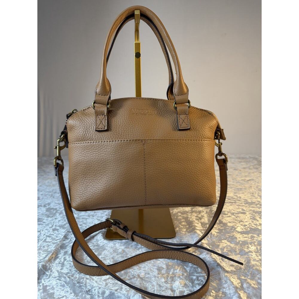 American Leather Co‎ Pebbled Leather Satchel Crossbody Taupe Medium Bag
